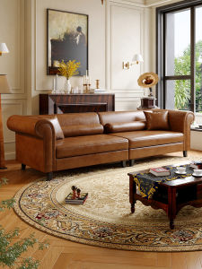 RUFEI | American Retro Style Bardone Wax Leather Sofa
