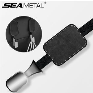 SEAMETAL Suede Car Seat Back Hook 20kg Load-Bearing Metal Hook Hanger for Rear Row Passenger Luxury Car Interior Accessories