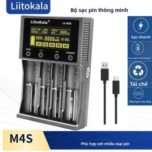 Liitokala | LiitoKala Lii-M4S USB Sạc Pin Đa Năng Màn Hình LCD Hiển Thị Cho 18650 26650 21700 14500 18350 17500 AA AAA AC Pin Sạc Nhanh Type-C