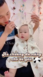 Áo choàng IQ Kao Chất liệu xô Đũi nhăn Đa năng Chống nắng tránh gió đi tiêm KÈM KÍNH CHẮN Cho bé 3 -14kg vải thoáng mát