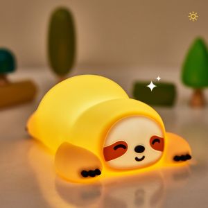 NEWSTYLE | Cute Squishy Sloth Silicone Night Light Rechargeable 3 Levels Dimmable 30Min Timer Nursery Nightlight For Kids Bedroom