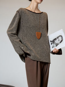 Vintage Heavy Embroidery Knit Sweater Round Neck Loose Womens Wear