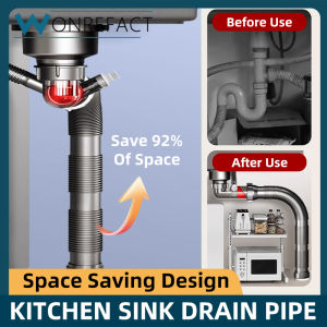 Household Kitchen Drain Pipe Anti Odor And Anti Blocking Garbage Trap Sink Space Saving Sink Pipe Accessories