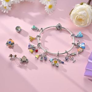 Chất Liệu Bạc 925 Xe Ngựa Bí Ngô Công Chúa Giày Ba Lê Hạt Charm Cho Vòng Tay Nữ Tự Làm Trang Sức Cổ Điển Thời Trang Quà Tặng