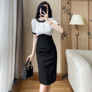 Summer Wear New Arrival French Silm Dress Female Classy Sentong Qin Ol Classy Business Wear Black and White Suit Skirt Short