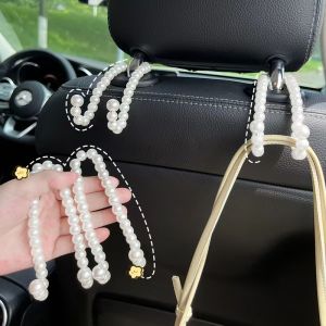 Creative Pearl Car Seat Hook Stylish Backrest Organizer Multifunctional Car Mounted Hook Women Car Decor Accessories