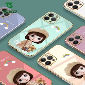 Dành Cho Samsung Galaxy A70 A70S A71 4G A72 A73 5G A23 A31 A32 4G A32 5G A33 5G A42 5G A50 A50S A30S A51 4G A52 A7 2018 A04S Hoạt Hình Sang Trọng Cô Gái Dễ Thương ốp Điện Thoại Mạ Cầu Vồng Ốp Lưng TPU Mềm + Dây Đeo