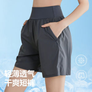 New 2025 Womens High Waist Sport Shorts Loose Breathable Quick Dry Running Fitness Boxing Pants Five-Quarter Length Yoga Clothes