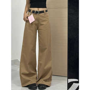 กางเกงยีนส์ขากว้างเอวสูงสไตล์อเมริกันย้อนยุคสำหรับผู้หญิง กางเกงขายาวทรงตรงทรงสลิมฟิต กางเกงยีนส์ทรงลำลองสำหรับฤดูร้อน