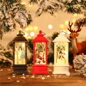 Christmas Lantern Candle Night Light Ornaments LED Santa Claus Snowman Hanging Lamp For Home Xmas Party Decoration Gifts