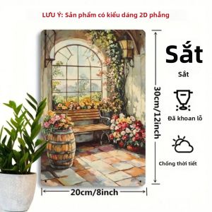 CIFbuy | CIFBUY Trang Trí Tường Bằng Kim Loại Cổ Điển 8x12 Inch Hộp Cửa Sổ Hoa Bằng Sắt Phẳng 2D Hoa Nhiều Màu Sống Động Để Trang Trí Trang Trại