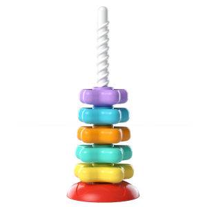 Rainbow Nesting Stacking Toy - Musical Turret Rings for Babies 1-3 Years Montessori Early Learning Puzzle & Sensory Infant Toy