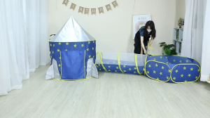 SG Stock 3 in 1 Rocket Ship Play Tent Foldable Children Playhouse Kids Play Tent Crawl Tunnel Castle Play Tent Gift Indoor Outdoor