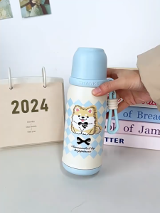 PREMIUM TUMBLER TERMOS SURROUNDED BY HAPPINESS 500 ML DENGAN SEDOTAN TALI DAN TUTUP / PORTABLE VACUUM CUP INSULATED BOTTLE HOT & COOL STAINLESS STEEL 316 / COFFEE TUMBLER / TERMOS TAHAN PANAS & DINGIN