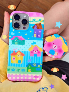 Original Sad Shop MiaoMiao House Star Polka Dot Stripe Magnetic Full Cover Cute  16Promax15pro Frosted Phone Case