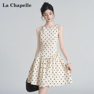 La Chapelle | Polka Dot Bowtie A-Line Sleeveless Back Detail Short Dress