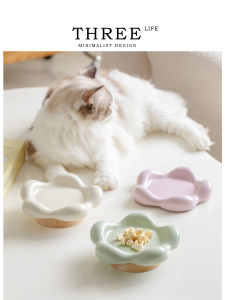 Tlife Ceramic Cat Food Bowl Neck Support Dry Food Feeding Slow Feeder Dish for Cats Pet Supplies Dog Food And Water Bowls