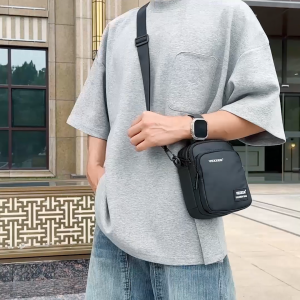 MENSPE Mini Shoulder Bag Mens Waterproof Phone Bag Fashion Messenger Bag Portable Large Capacity Cross Body Bag Lightweight Casual Bag Leisure Sport Street Bag