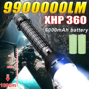 2026 Powerful LED Diving Flashlight Bright Rechargeable 2*18650/26650 Battery Torch Lights Camping Fishing Underwater Lantern
