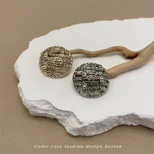 Metallic Knitted Large Coat Buttons Hollow out Design Thick Woolen Material Decorative Coco Style Fasteners for DIY Sewing