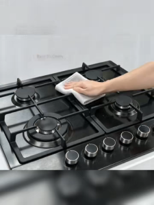 4 Burners Built-in Gas Stove Stainless Steel Panel Anti-Melt Metal Knob Easy Clean Natural Gas Kitchen Cooktop