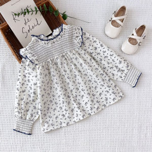 Menoea เสื้อเชิ้ตสตรีลายดอกไม้ลายดอกไม้สำหรับเด็กเล็กเสื้อแต่งระบายสำหรับเด็กเสื้อผ้าลำลอง Raya เสื้อเด็กผู้หญิง1 5Y ฤดูใบไม้ผลิฤดูใบไม้ร่วง