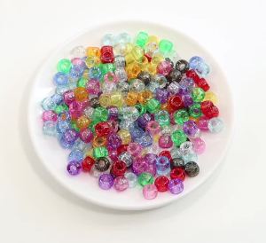 200Pcs 6x9mm Colorful Pony Beads Fashion Big Hole Acrylic Beads Kids DIY Bracelet Necklace Making HandCrafts Girls Hair Beads