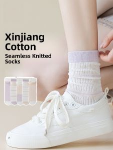 MiiOW | Womens Mid-Calf Socks Breathable Anti-Odor Absorbent Pure Color Cotton Blend Spring Autumn Style MiiOW Cat Person Socks