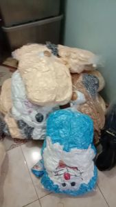 Boneka Teddy Bear Topi syall Polkadot hitam 1.1 M Warna Pink Fanta