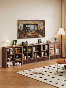 Retro Solid Wood Bookshelf Storage Cabinet