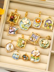 Baroque Flower Pearl Necklace Pendant Universal Buckle DIY Accessories without Chain Single Drop Versatile Fashion Jewelry