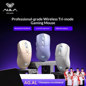AULA | AULA SC525 3-Mode Wireless Mouse 10000 DPI Adjustable Type-C Fast Charging Ergonomic Grip for Big Hands RGB Backlit Stable