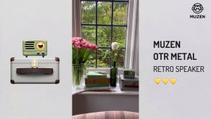 Muzen OTR Metal & Wood Portable FM Radio Antenna AUX High Fidelity Stereo Audio Suitcase Bluetooth Vintage Small Speaker