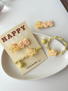 Cartoon Yellow XINGX Headband Barrettes Sweet Girly Bang Clip Kids High Elastic Tie Ponytail Rubber Band Clip