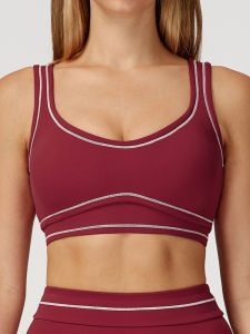 QYUED | Color Block Soft Texture U-Shape Aesthetic Anti-Shock Yoga Bra