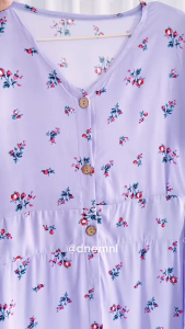 DNEMNLPH Alexa Button Midi Vintage Dress with Sleeves (Korean Bangkok Fashion Floral Neutral Freesize Casual Summer )