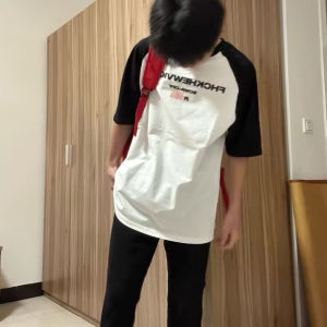 American High Street Style Oversize Mens T-Shirt Short Sleeve Loose Fit Summer Trendy Cotton Polo Shirt Youth Fashion Top