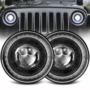 Bộ Chuyển Đổi Đèn Pha Ô Tô LED 7 Inch Bóng Đèn H4 Dành Cho Xe Lada Niva 4x4 Jeep Wrangler Xe Địa Hình 4x4 Suzuki Samurai Toyota - Đèn Angel Eyes