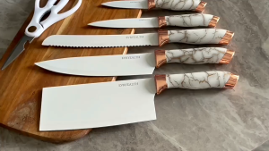 Premium knife set 9-piece set light and sharp with rotating knife holder sharpener scissors and planer with acrylic panel