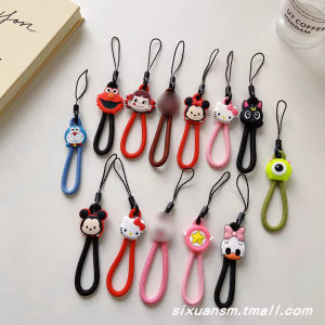 Japanese South Korea Cartoon Cute Couple Nylon Woven Mobile Phone Lanyard Drop-Resistant Ring Small Bracelet Carrying Strap Anti-Lost Phone Case Earphone Sleeves Keychain USB Flash Disk Neutral Stylish Pendants Men and Women