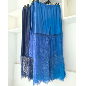 Loose Blue Lace Straight Leg Wide Leg Pants Womens Qinghua Porcelain Cheongsam Dress Inner Seven Nine Lengthened Underpants