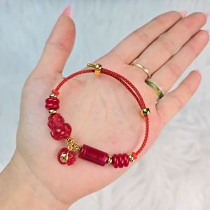 Vòng cáp lu thống ngũ điếu tỳ hưu túi tiền treo móc vàng 10k 2 bi kim tiền vàng 10k không kén mệnh - Phong Thuỷ TUDO