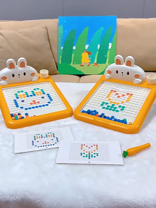 Magnetic Drawing Board Educational Toys for Kids – Large Doodle Board with Magnetic Pen & Beads Montessori Learning Writing Tablet DIY Sketchpad for Pen Control & Proper Grip Gift for Toddlers Boys Girls