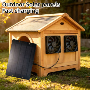 10W Waterproof Solar Powered Dual Fan Ventilation System Exhaust Fan for Outside Shed Dog House Greenhouse RV Chicken Coop