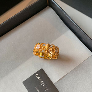 CAFFTI | Vintage Gold Inlaid Diamonds Ring