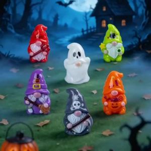Halloween Witch Mini Dwarf Resin Figurine with Gift Box Suitable for Shelves Garden Bonsai Party Decoration and as a Gift.