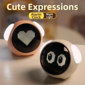 Expression Display LED Night Light Sleep Snooze Alarm Clock