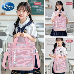 Disney | Large Capacity Canvas Bag Student Tutoring Bag Handheld Book Bag Slanted Cross Storage Bag Artistic Bag Middle School Tutoring Bag Childrens Study Bag
