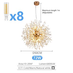 IRALAN Luxury Dandelion Crystal Chandelier 3-color LED Pendant Lamp Modern Ceiling Light Lustre for Dining Table Bedroom