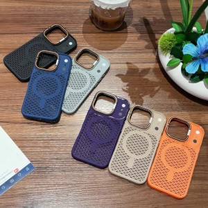 Heat Dissipation Lens Holder For Magsafe Magnetic Phone Case For iPhone 17 16 15 14 Plus 13 12 11 Pro Max Matte Shockproof Cover